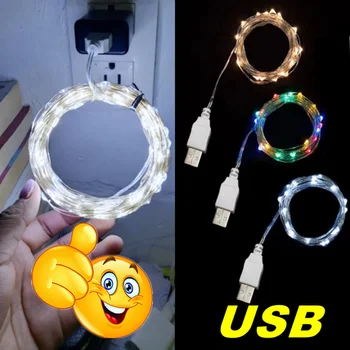 5M 10M 20M USB LED 스트링 라이트 DC 5V 실버 와이어 화환 라이트 방수 패어리 라이트, 크리스마스 웨딩 파티 장식
