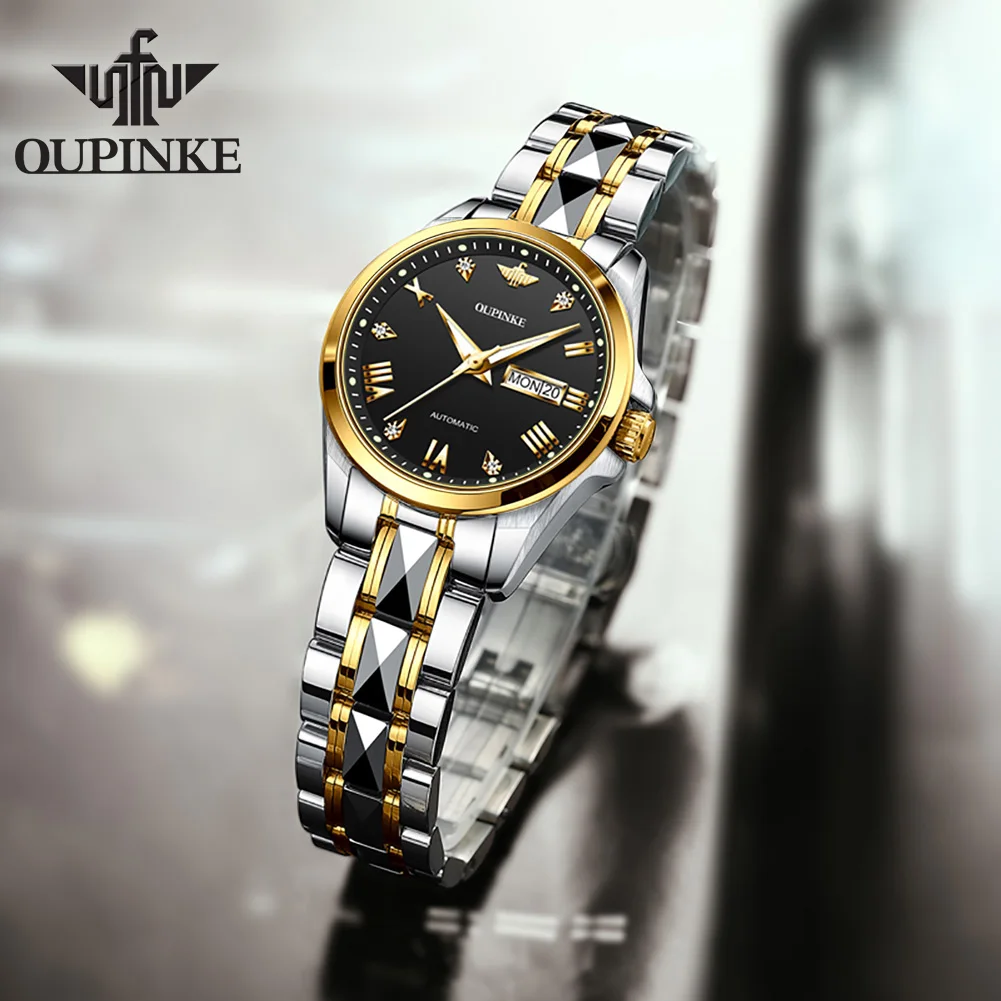 

OUPINKE Fashion Business Watch Women Luxury Brand Women Mechanical Watches Sapphire Glass Ladies Automatic Watches Montre Femme