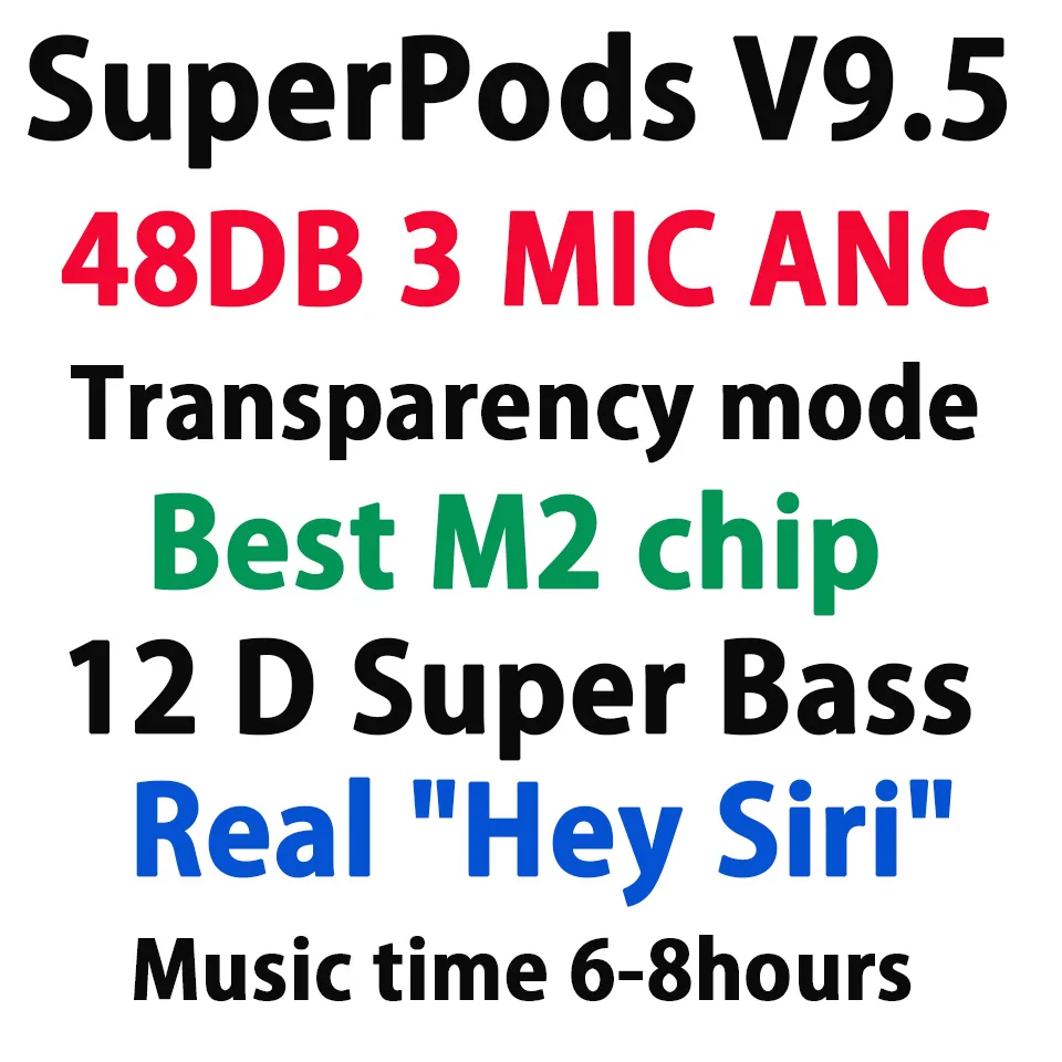TWS-стереонаушники SuperPods V9.5 с поддержкой Bluetooth 8 ч и гироскопом |