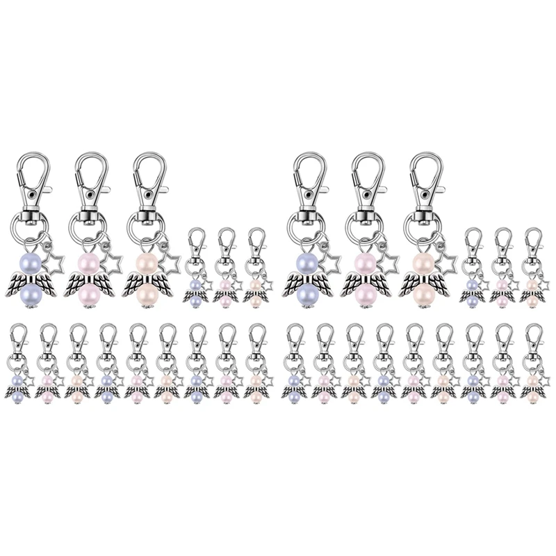 

66 Pcs Party Favors Baptism Souvenir Mini Angle With Star Pendant Keychain