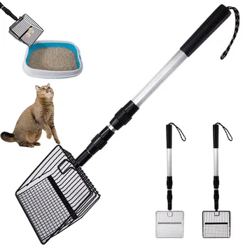 Metal Cat Litter Scoop with Retractable Handle 1