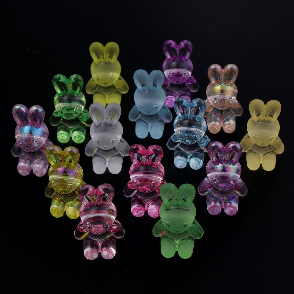 30 teile/los Acryl Cartoon Kaninchen Perlen 24x14mm Bunte Acryl Charms Perlen Lose Spacer Perlen Für DIY Schmuck Machen armband – Detail 5