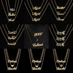 Atoztide Personalized Custom Names 3 Layer Necklace for Women Stainless Steel Chain Pendant Christmas Family Jewelry Couple Gift