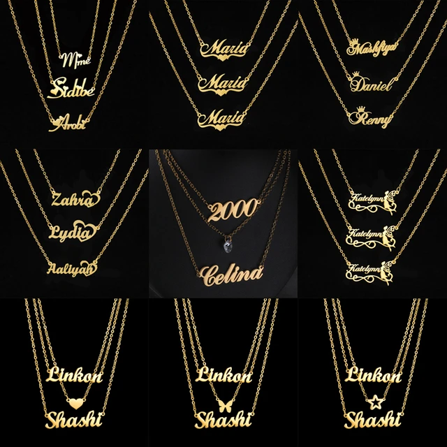 3 layer sale name necklace