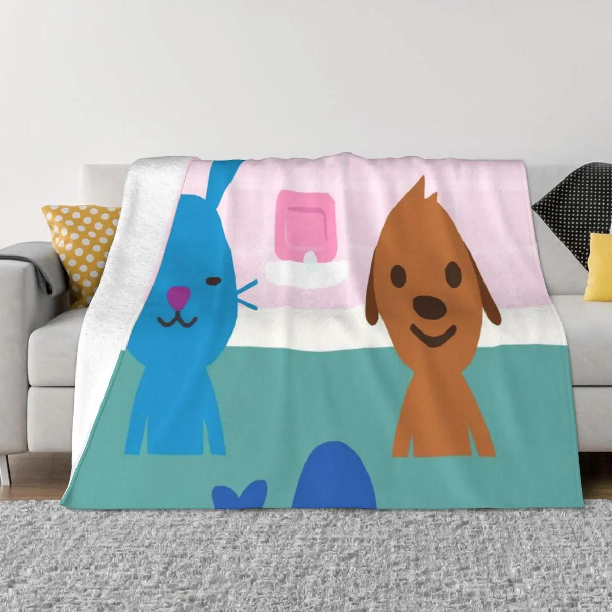 Cute Sago Mini Dinosaur Dog and Rabbit Throw Blanket Plaid cosplay anime Furry Warm Retros Blankets