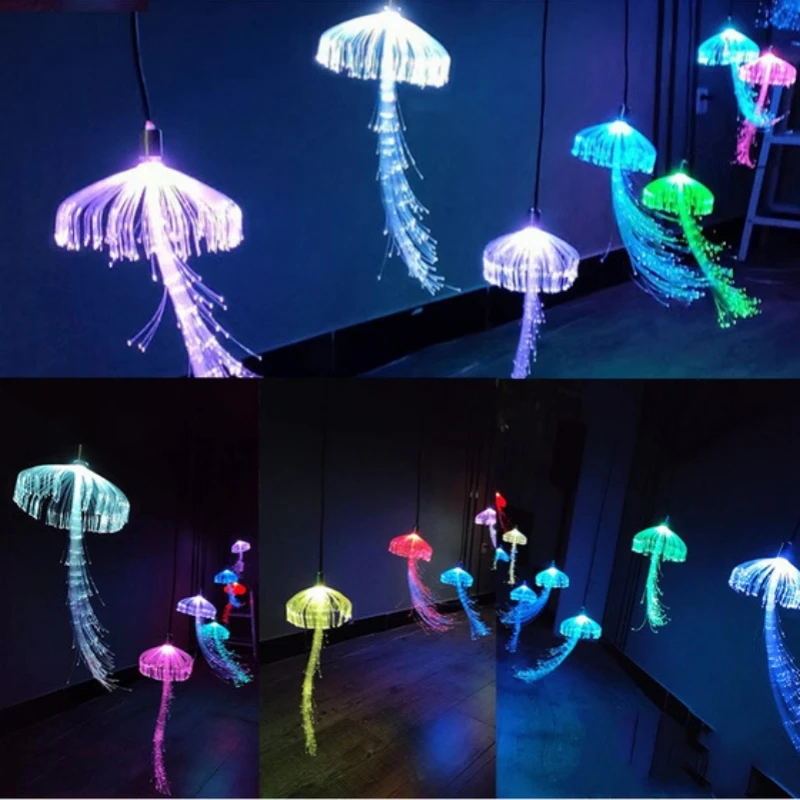Color White Warm Fiber Optic LED Jellyfish Strip Pendant Pendant Light Christmas Park Landscape Lighting