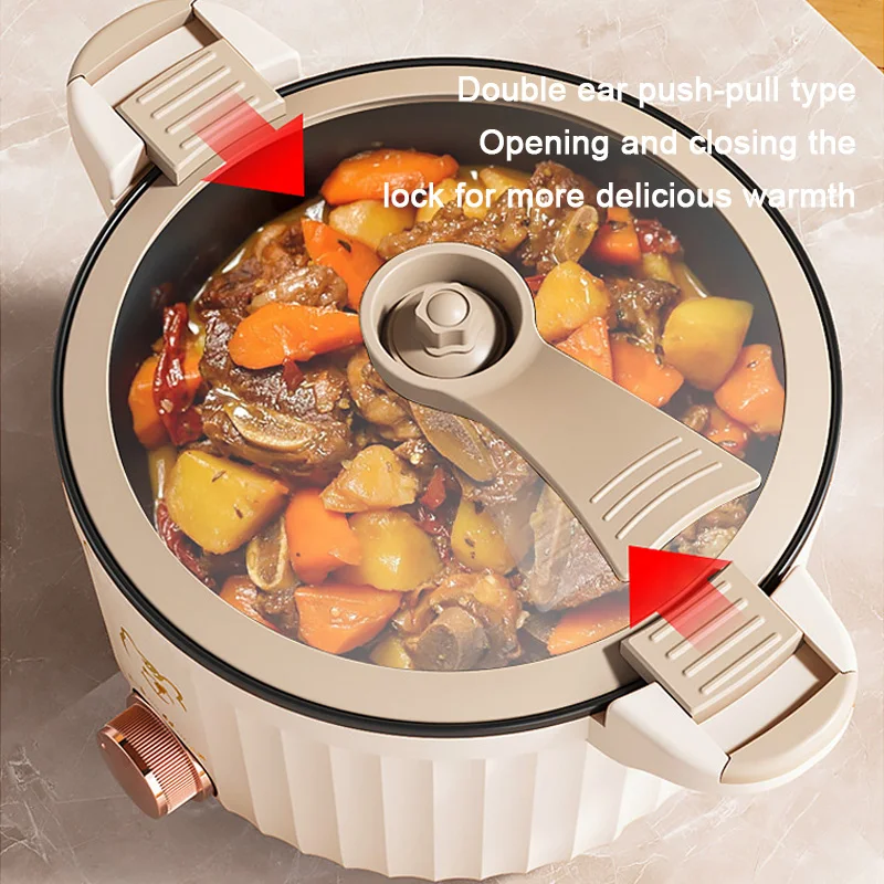 Multifunction Electric Soup Stew Porridge Noodle Cooking Pot Ceramic Glaze Inner Egg Omelete Frying Pan Hotpot Food Steamer 4L
