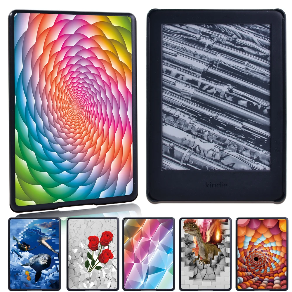 Per Amazon Kindle Paperwhite (5A/6A/7A/10Th Gen)/Kindle 10Th Gen 2019/8Th Gen 2016 6 Pollici Stampato Ultra-Sottile Tablet Case + Pen