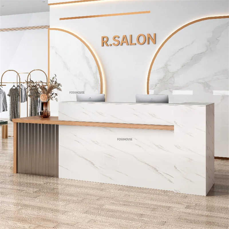 Modern Reception Desk Company Front Desk Contemporary Furniture Simple Commercial Beauty Salon Clothing Store Cashier Table