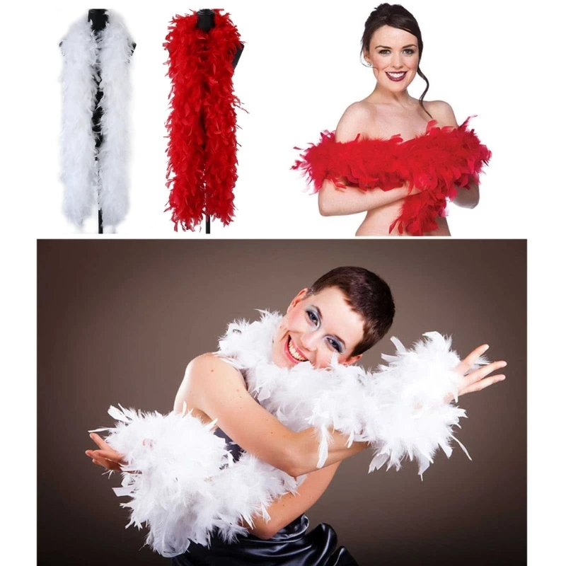 Feather Boa Plush Feather Trim Stripe Shawl for Wedding Dress Clothes Decors 6
