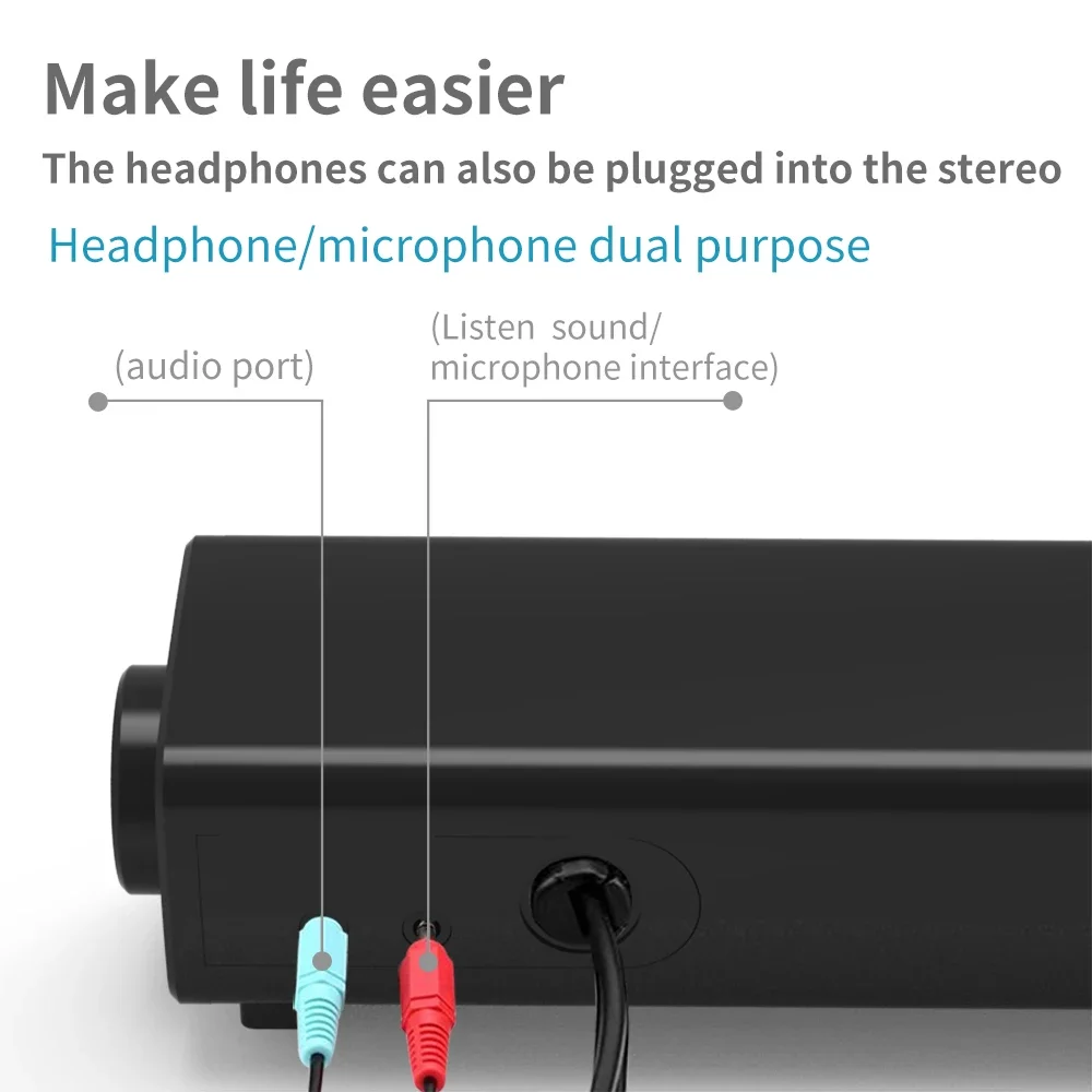 Desktop Computer Speaker Wired Sound Bar Stereo USB Powered Mini Soundbar Speakers for PC Cellphone Tablets Laptop Projector