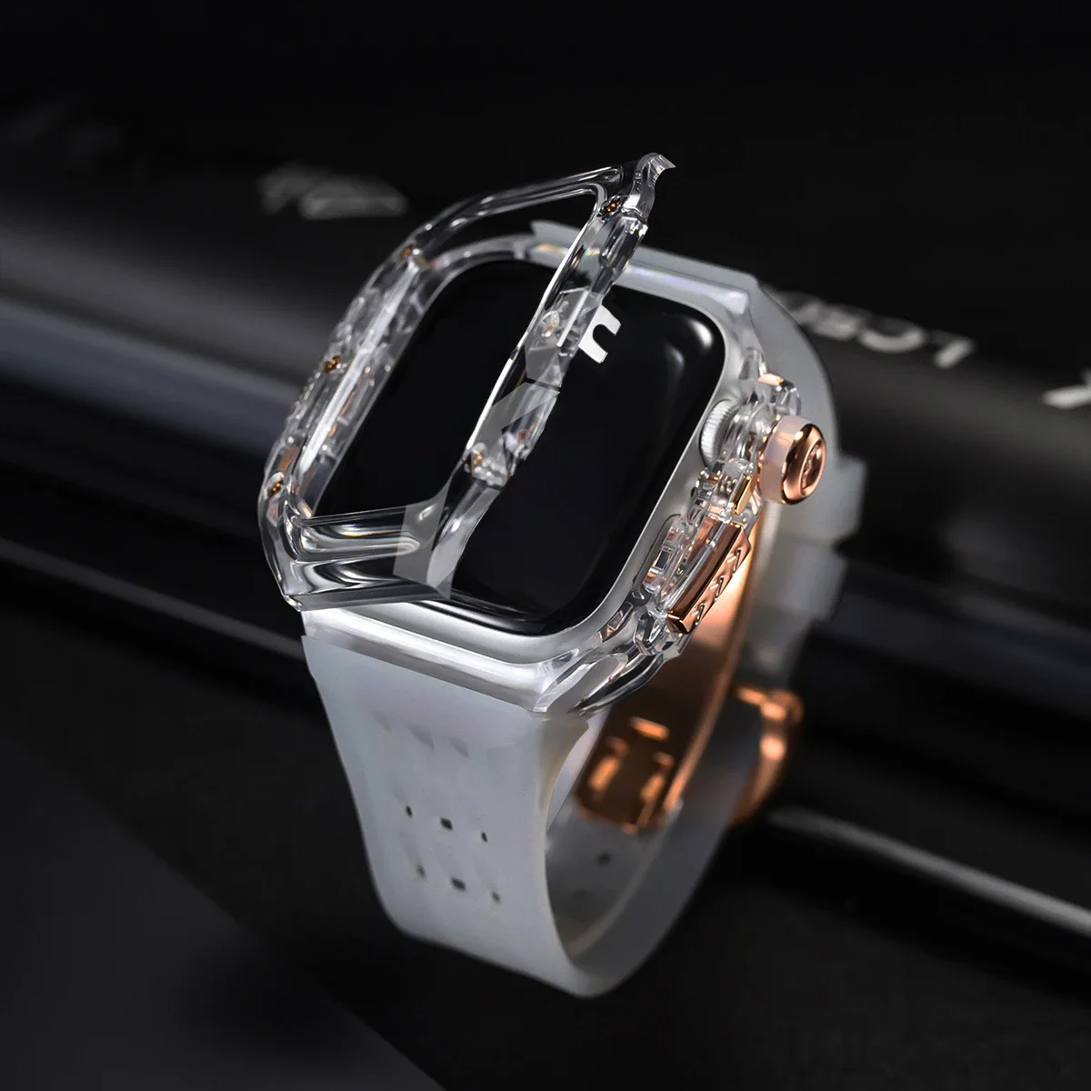 Elegant Enhancement Kit: Transparent Case & Rubber Strap