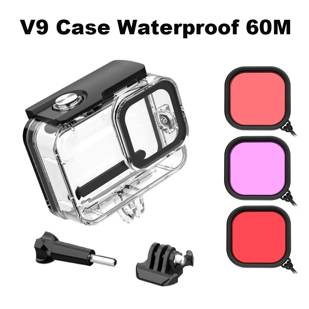 cerastes V9 action camera waterproof housing 60M detachable box diving filter