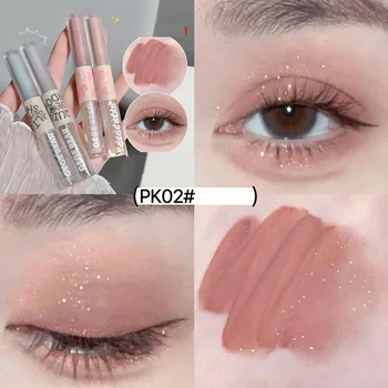 Heallor Haze Blue Liquid Eyeshadow Pen 2 In 1 Metallic Diamond Shiny Eye Liner Giltter Grey Shadow Cream Shimmer Brighten Cosmet - Thumbnail 3