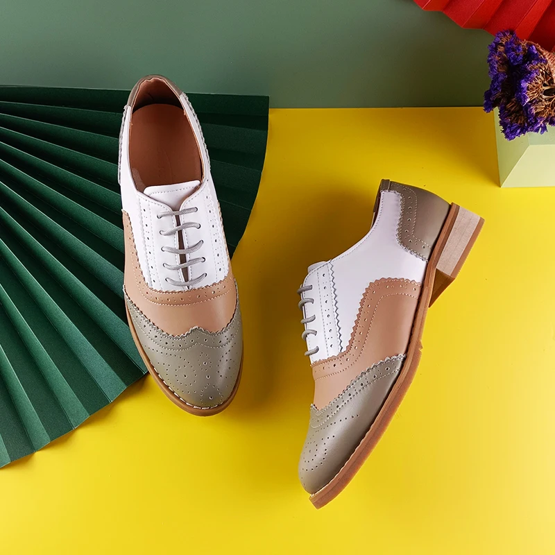 Women's Leather Summer Platform Sneakers Flat Casual Oxford Shoes Loafers Moccasins Spring Vintage for Woman Trend New