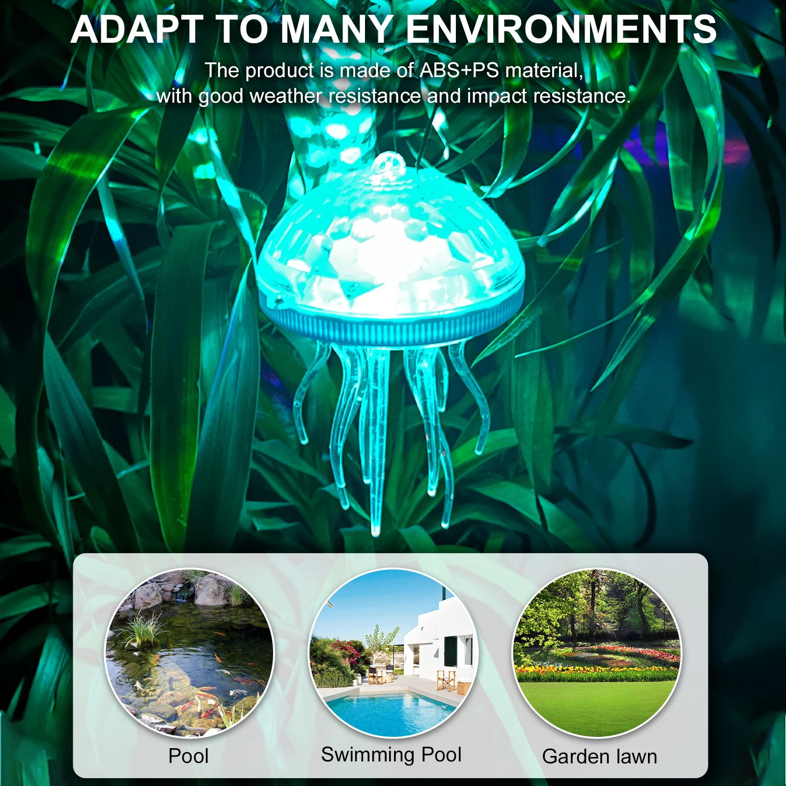 Solar Jellyfish Pool Light Dynamic RGB Color Changing Rechargeable Hanging Light Dimmable Night Light for Bathtub Pool