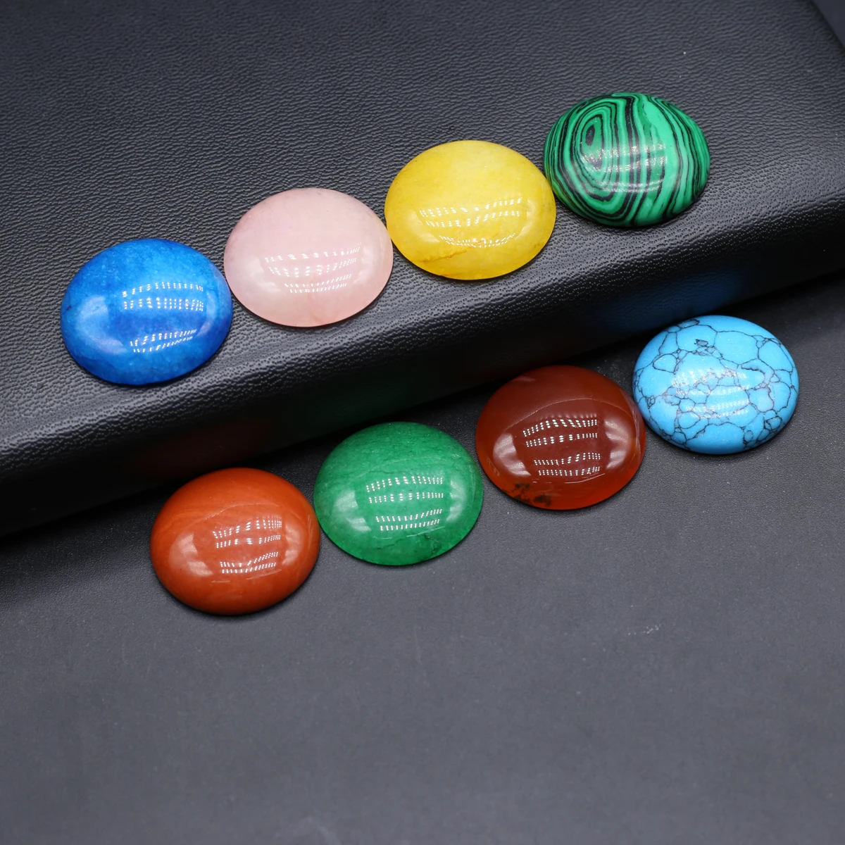 100PCS Natural Stone Cabochons Round Unakite Beads Ring Surface DIY Jewelry Making Rings Necklace Accessories Gift 25x25mm