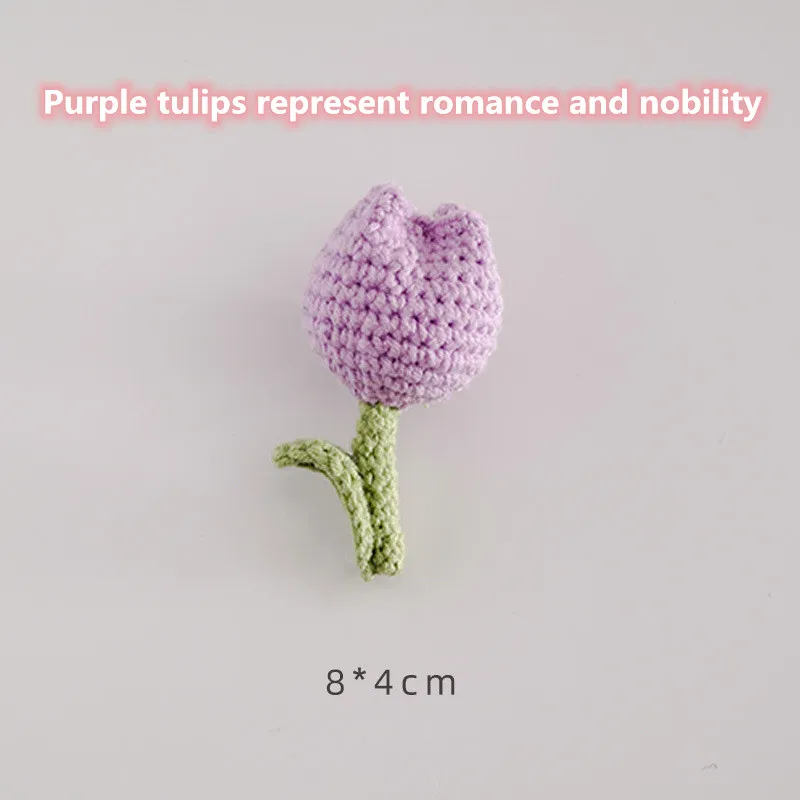 6pcs/Hand Crocheted beautiful tulip flower backpack pendant, key rope, brooch, gift decoration, blessing, various colors