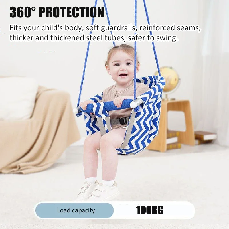 Baby Swing Chair Comfortable Sturdy Harmless Adjustable Sling Chair Toys Indoor Outdoor Home Canvas Kid Swing Set Playground 4