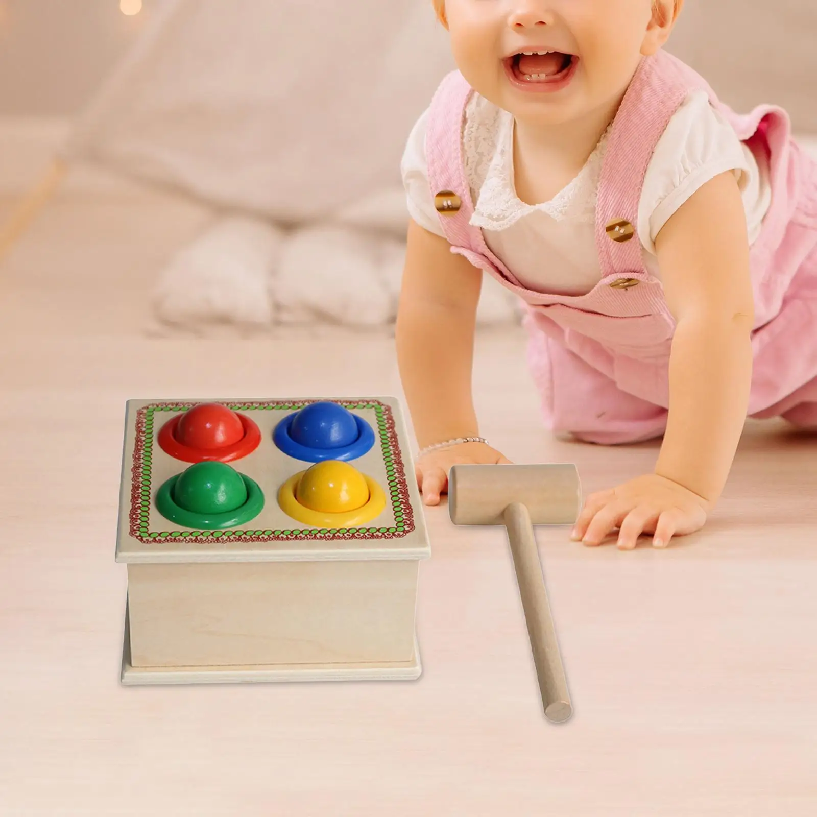 

Wooden Pounding Bench Hand Eye Coordination Interactive Toys Education Baby Workbench for 1 2 3 4 Year Old Kids Birthday Gifts