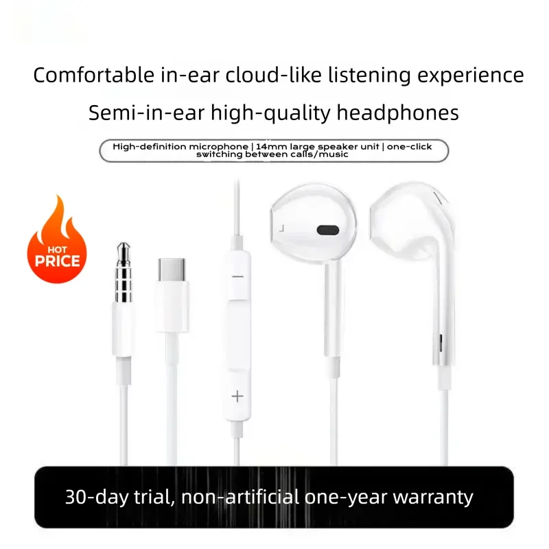 Auricolari Cablati da 3,5mm In-Ear con Suono HiFi e Bassi Potenti, Chiamate Hands-free per Samsung, Xiaomi, OPPO e Tutti gli Smartphone