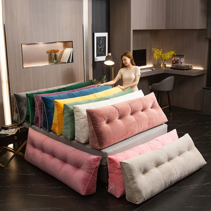 Velvet Headboard Cushions Queen Size Large Wedge Beside Pillows For Bed