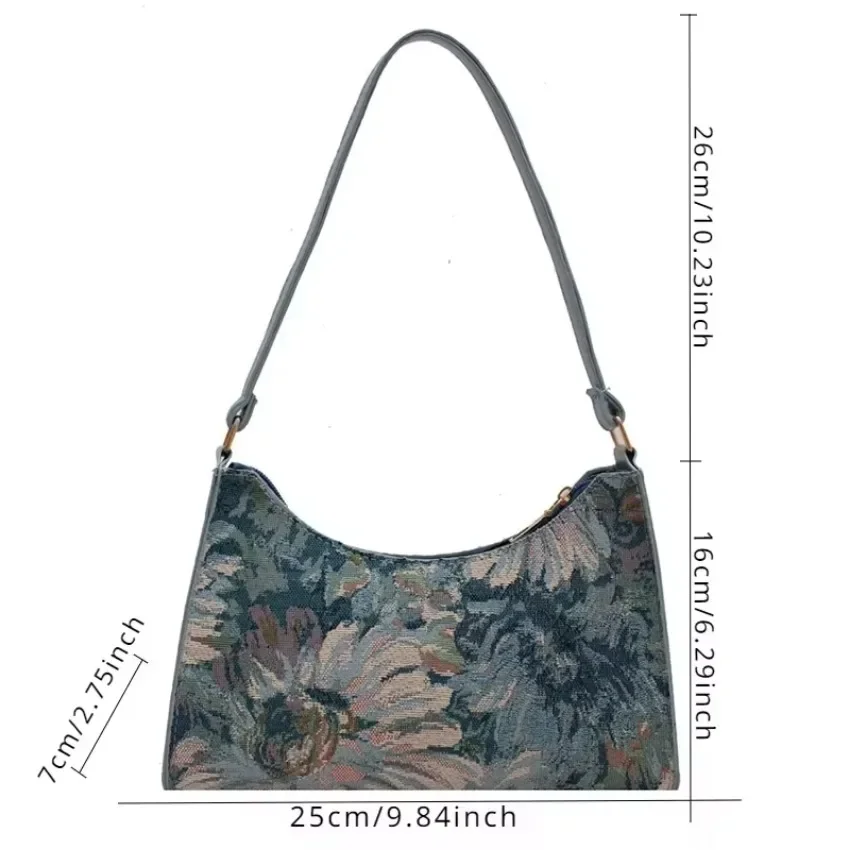 Women's Underarm Bags Autumn Trendy New Oil Painting Shoulder Bag Cute Simple Handbags and Purses Female Travel Small Totes