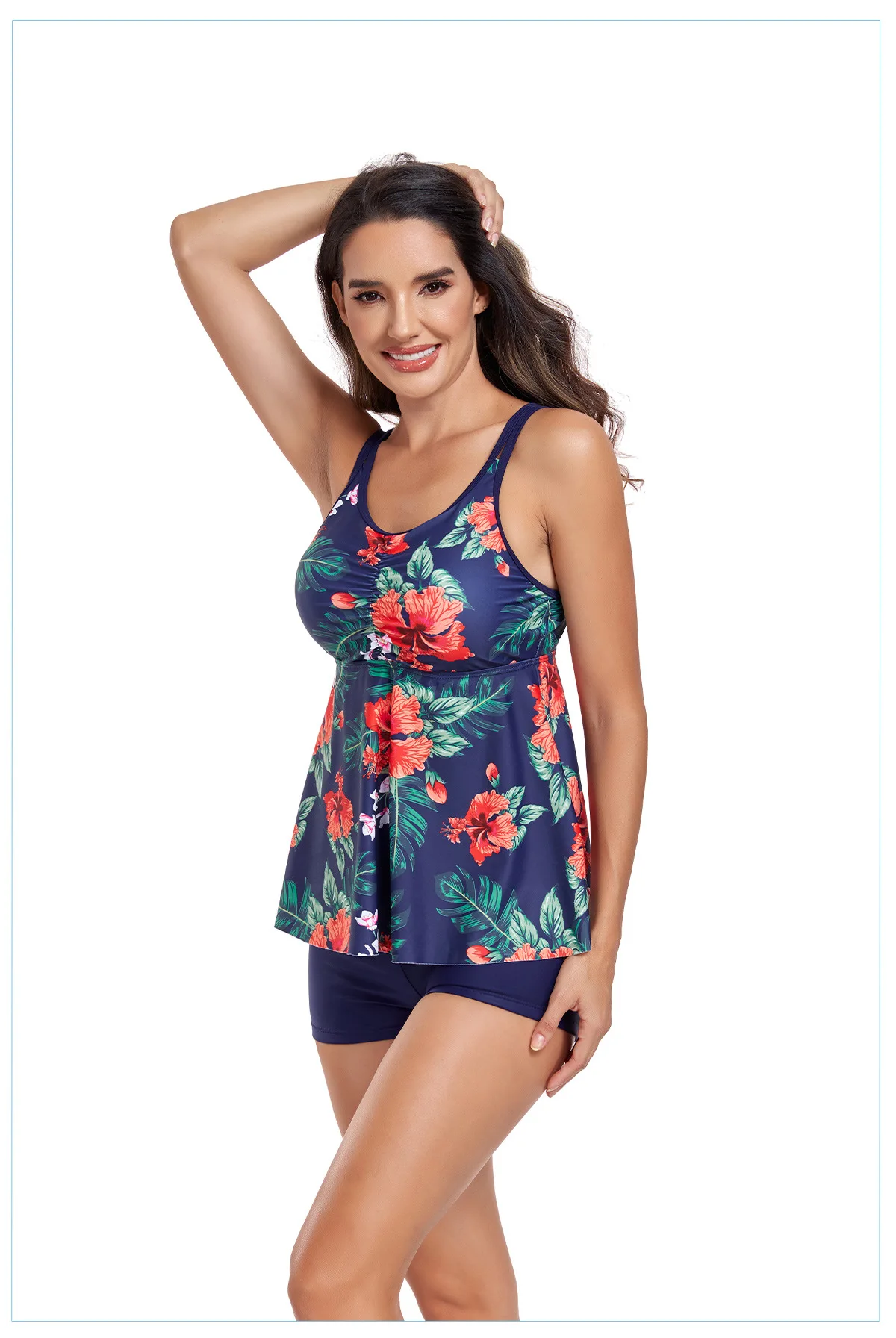 2024 new boxer shorts ladies split skirt swimsuit conservative lean swimsuit Tankini