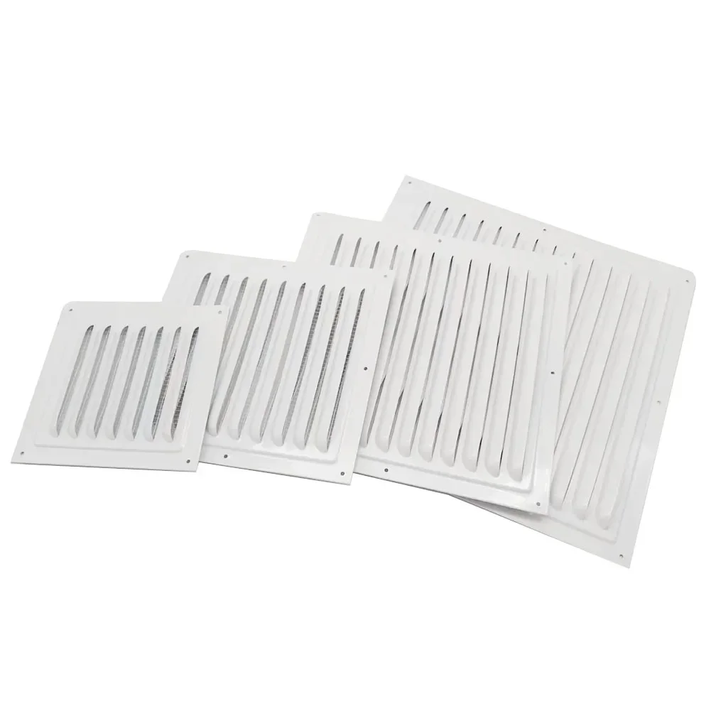 150/200/250/300mm Aluminum Louver Vent Grille Cover Square Vent Insect Screen Cover Ventilation Grille Vents for Home Office