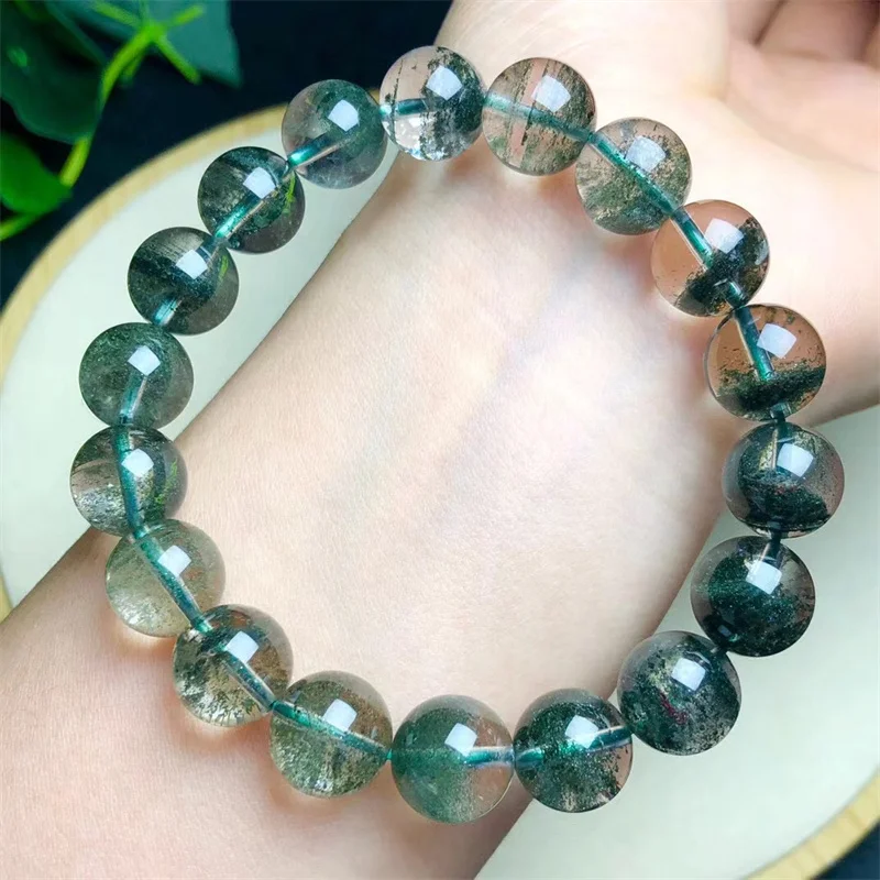 

Natural Green Garden Quartz Bracelet Women Lucky Crystal Clear Round Beads Strand Bangles Healing Jewelry Gift 9/10/11/12MM