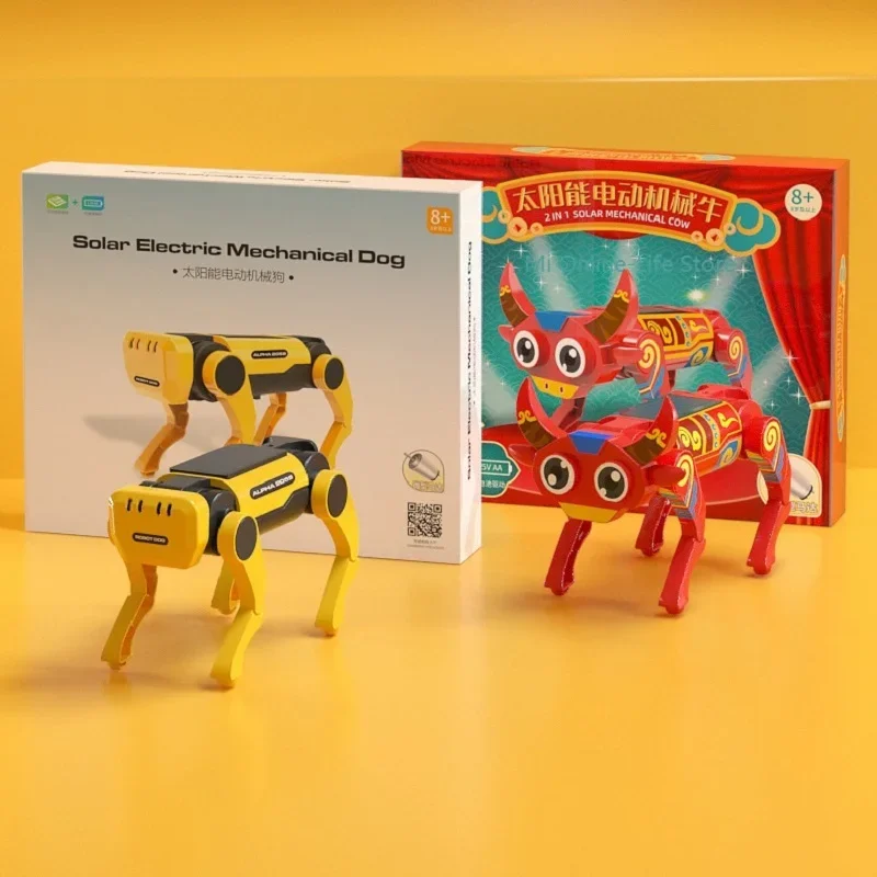 Xiaomi Mijia Solar Electric Mechanical Dog Cow Children Educational Assembly Tech Puzzle Toy Bionic Smart Robot Dog Toys