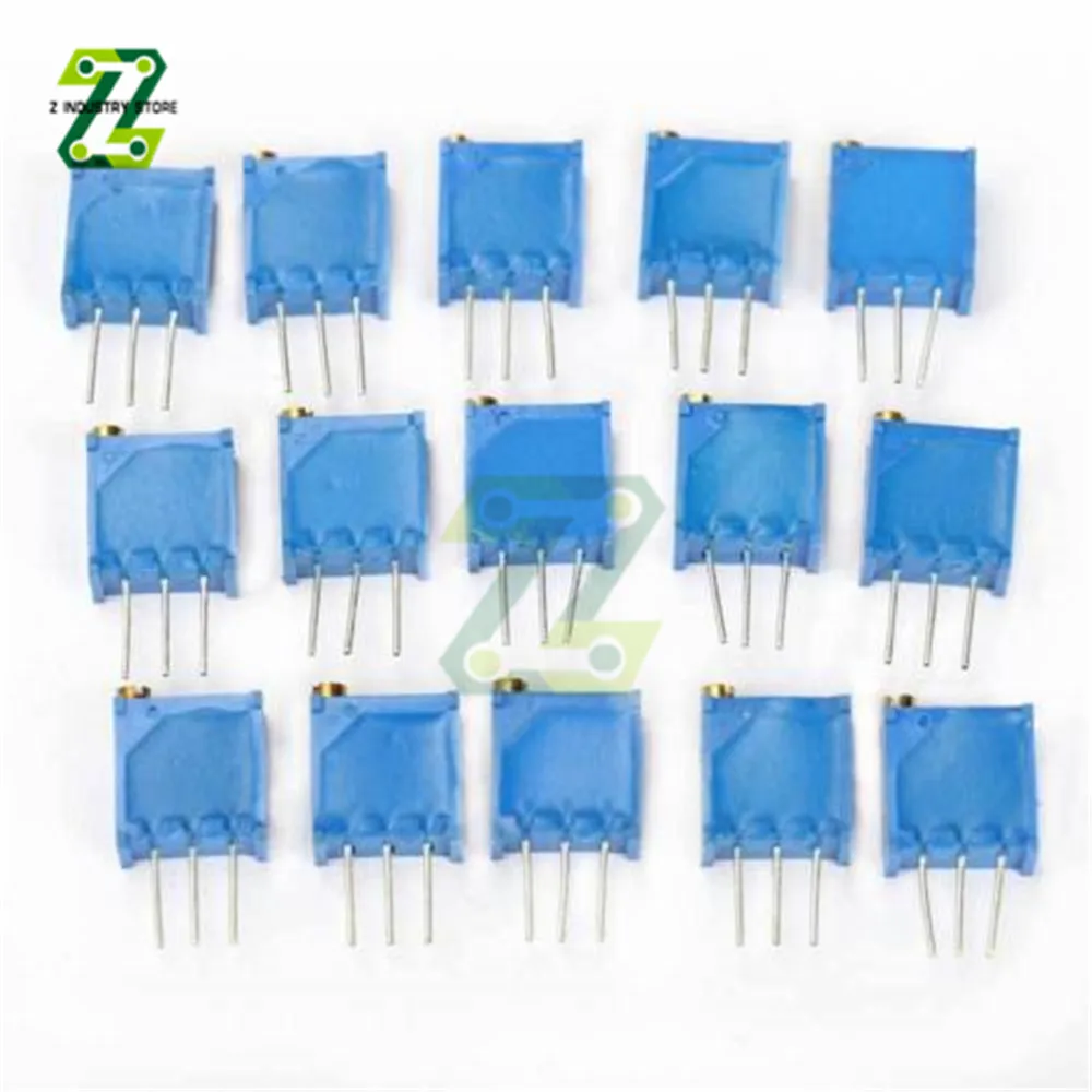 Rotary potentiometer 15pcs/set 3296 100ohm-2Mohm resistors adjustable precision 3296 potentiometer kit
