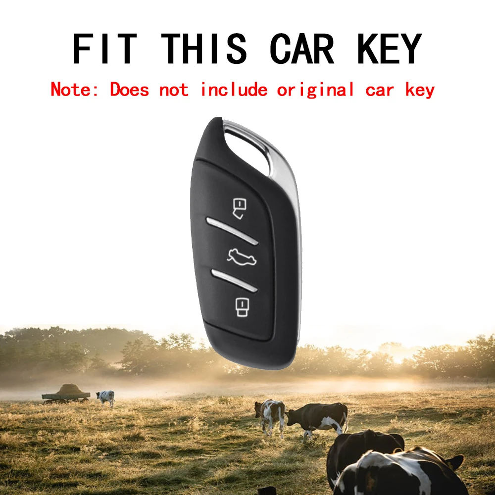 Elegant 3-Button Leather Key Cover Case