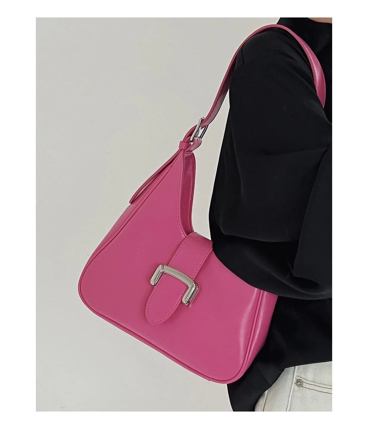 

FIRMRANCH Elegant Shoulder Underarm Bag Crescent Tote High Quality Cowhide Versatile Crossbody Female Purse Chic V Lock Stylish
