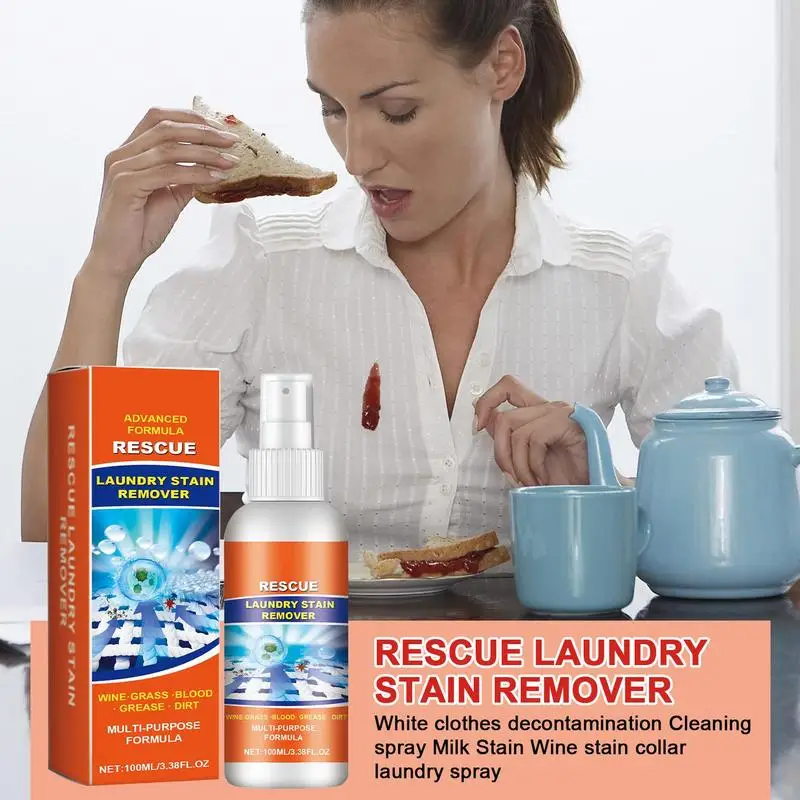 Laundry Stain Remover Stain Rescue Spray Multi-purpose Clothes Remover Spray Grease & Oil 100ml For