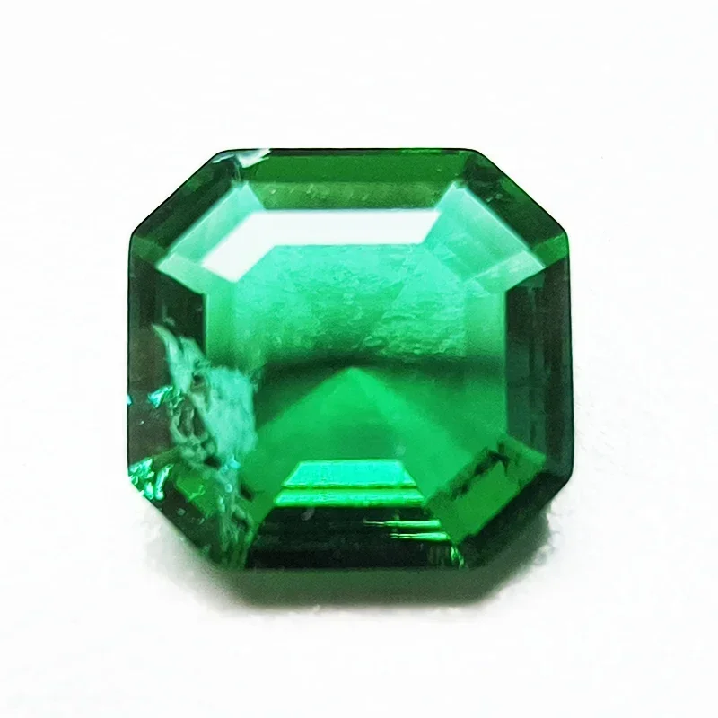 Loose Gemstones Lab Grown Zambian Emerald Hydrothermal Asscher Cutting Hand Cut With Cracks Inclusions Inside Selectable AGL Certificate loose gemstones loose lab grown diamond lab grown loose diamond