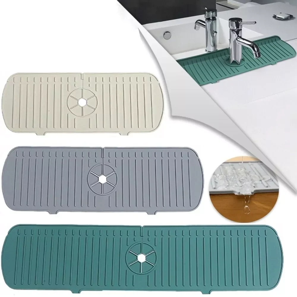 Silicone Tap Mat,Sink Splash Guard,Kitchen Tap Silicone Drain Mat, Silicone Tap Handle Drip Catcher Tray, Tap Mat for Kitchen Kitchen