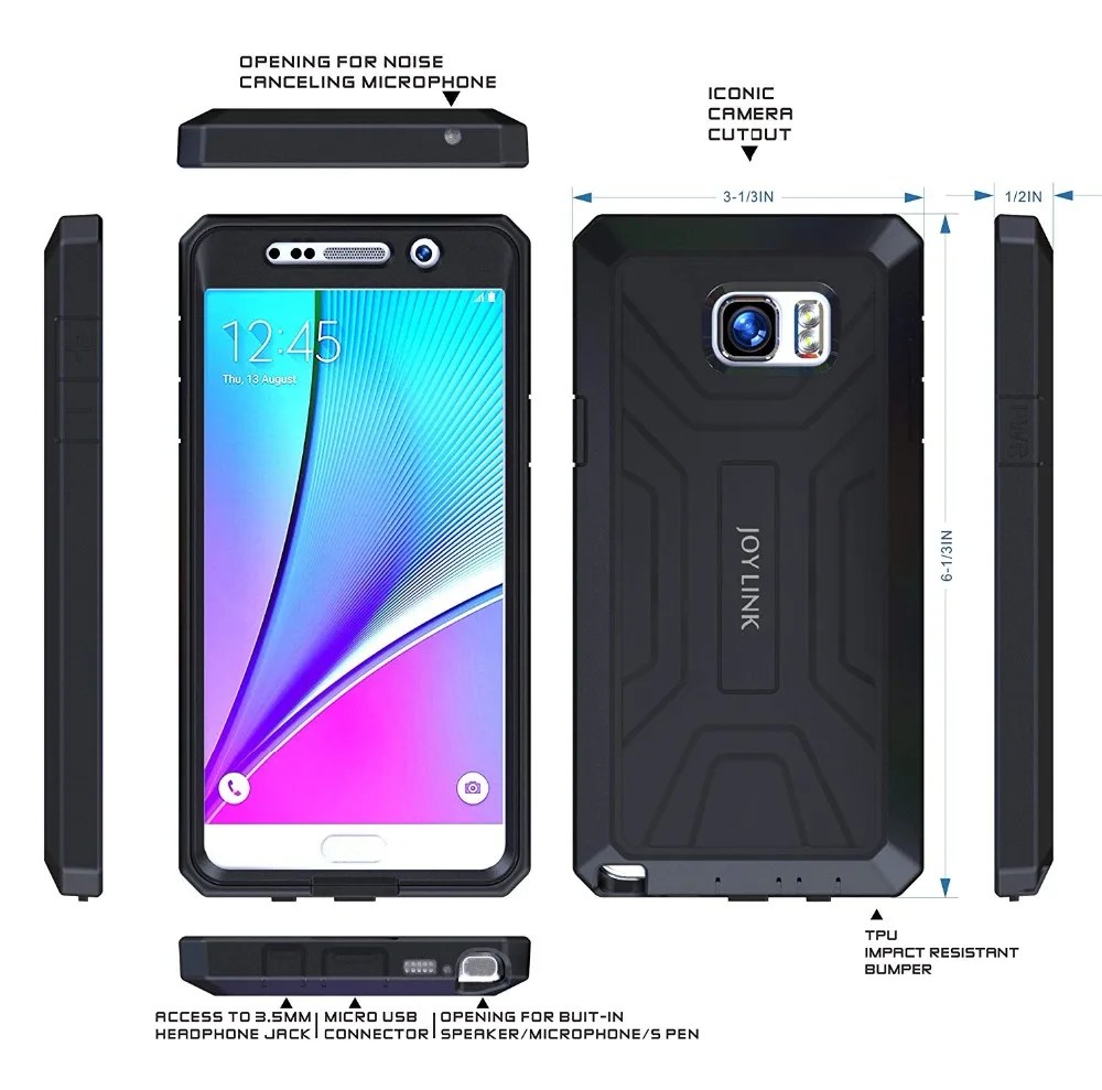 Protective Case for Samsung Galaxy Note 5 Built-in Screen Protector Cover