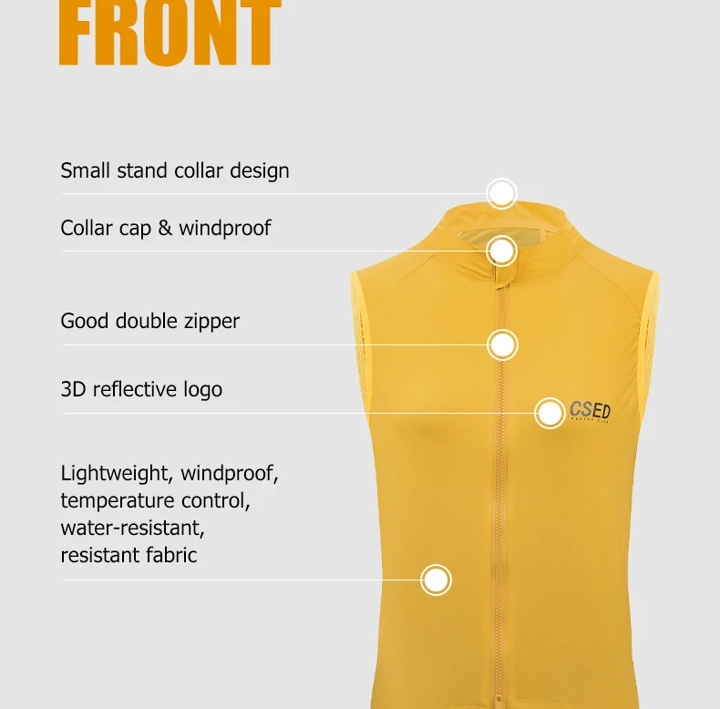 CSED Radtrikot, ärmellose Weste, winddicht, wasserabweisend, Fahrradbekleidung, schnell trocknend, leicht, weich, zum Reiten, für Männer und Frauen – Detail 4