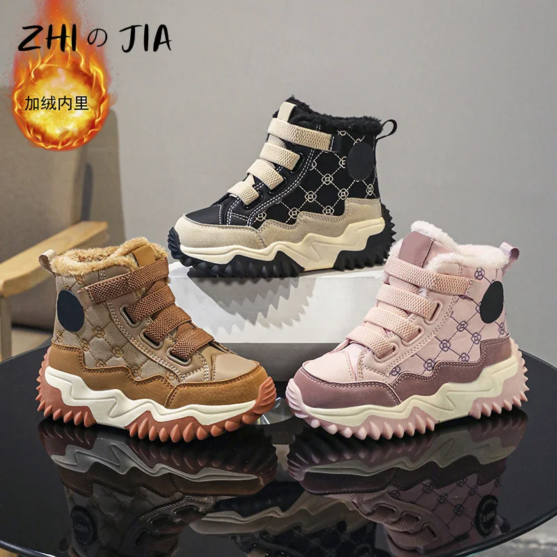53127-6447ac.jpg Kids’ Winter High Top Sneakers Plush Warm Outdoor Shoes