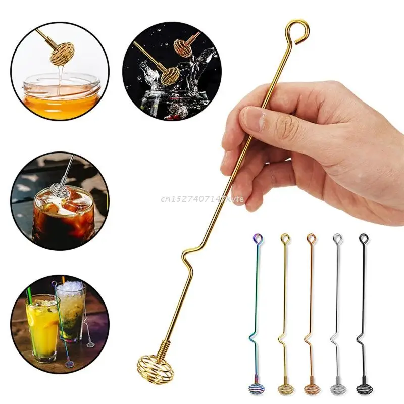 Stainless Steel Honey Stirrer Honey Dipper Stick Server Stirrer Syrup Spoon Wand for Pot Jar Container honey stirrer