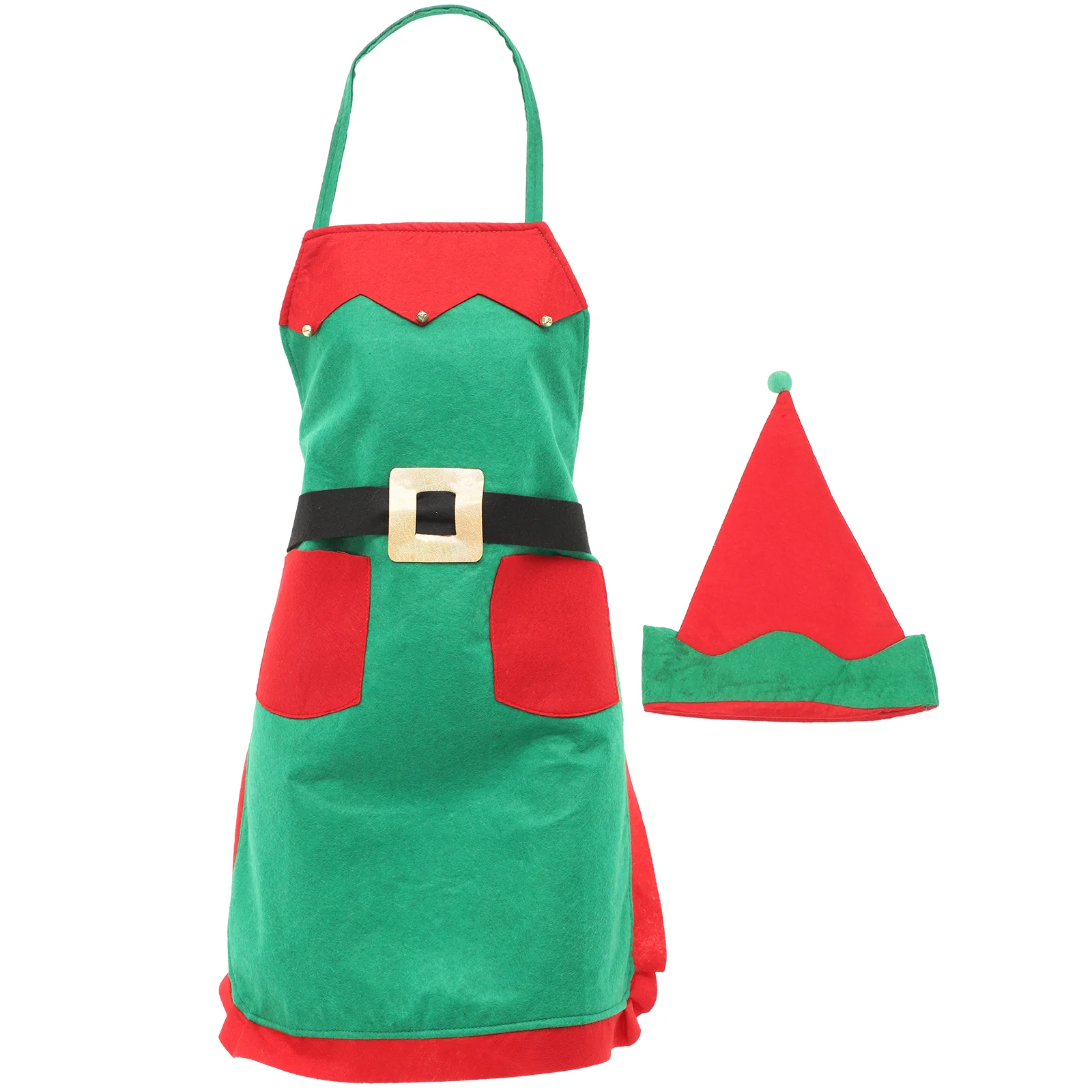 

Christmas Elf Apron Adjustable Costume for Clothing Adult Cosplay Kitchen Decor and Hat Sleeveless