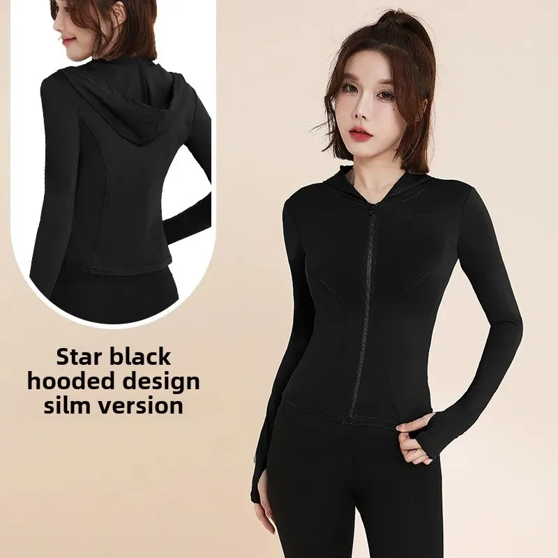새로운 여성 후드 요가 자켓 슬리밍 방풍 러닝 사이클링 야외 착용 스포츠 피트..