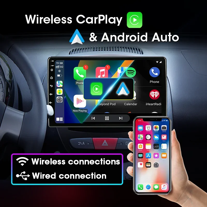 Radio inalámbrica Carplay Android para coche Peugeot 107 Citroen C1 Toyota Aygo 2005 -2014 reproductor Multimedia navegación GPS estéreo 4