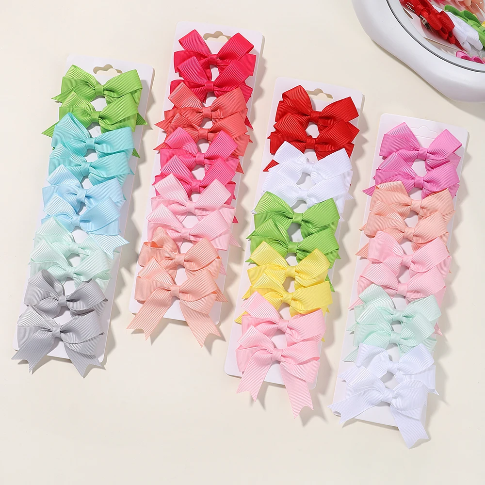 10Pcs/Set Ribbon Bowknot Kids Hair Clip Handmade Barrettes Hairpins Headwear Newborn  Baby Girls Hair Accessories Gift Wholesale
