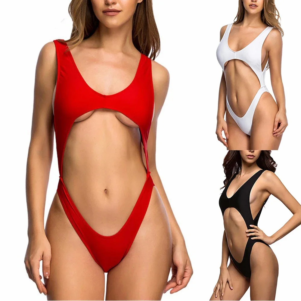 Bikini Set Women Swimwear Sexy Personalized Crotchless Thong Backless Breathable Bodysuit High Cut