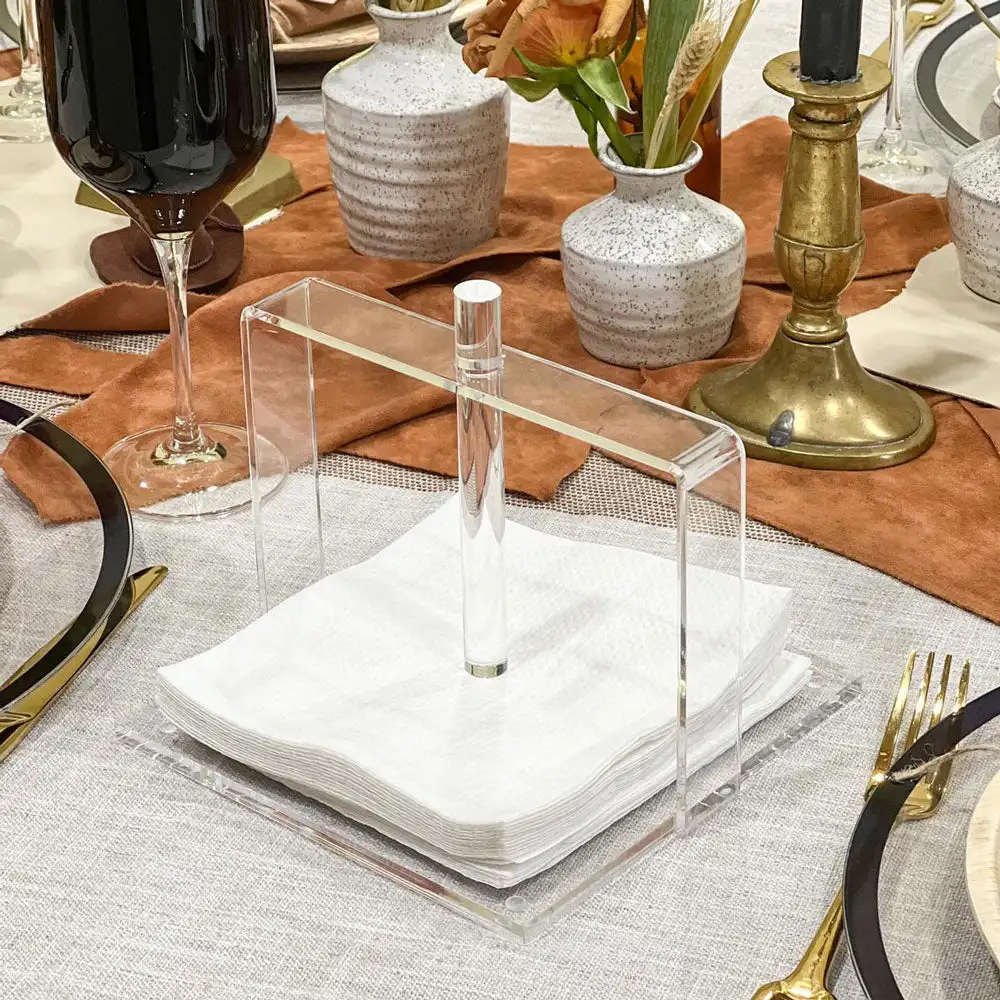 New Sleek Lucite Napkin Holder Acrylic Tissue Box Holder Desktop Napkin Holder Tissue Box Organizer Hotel Restaurant Table Decor 3