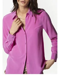 EQ Solid Color Silk Shirt (no Pockets) New Silky Sand-washed Mulberry Silk Long Sleeve Shirt OL Women MULBERRY SILK Shirt