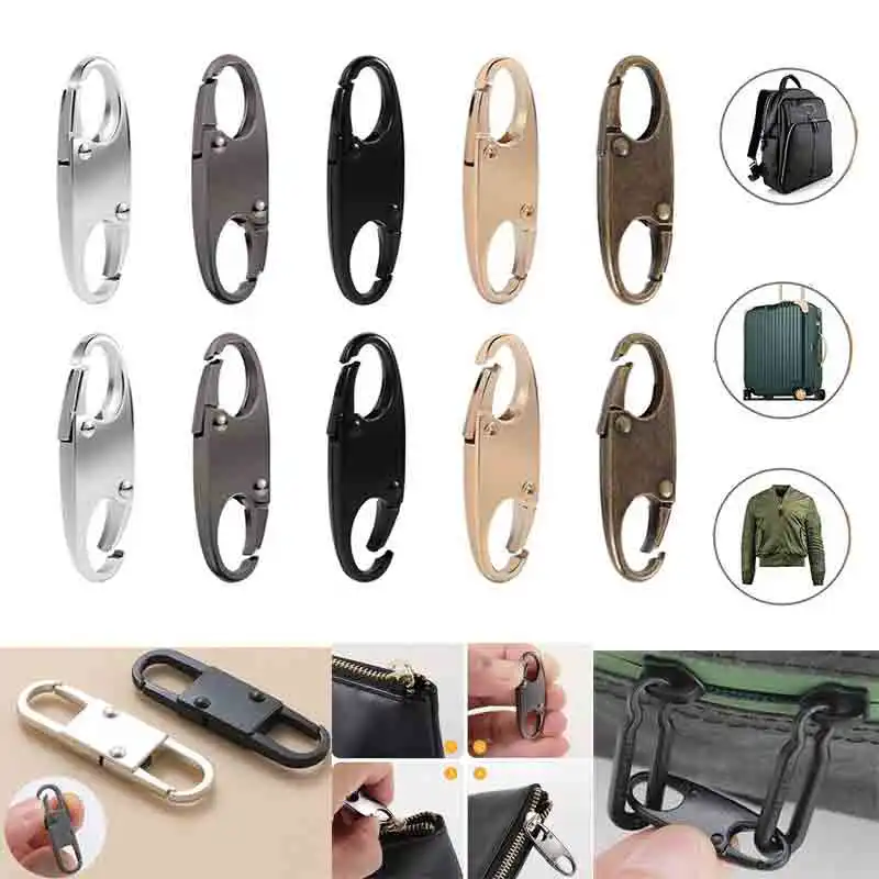 Zipper Heads Zipper Accessories 2pcs Detachable Zipper Head Spring Buckle Double-Ended Movable Port S-Shaped Adjustable Buckle Keychain Luggage Clothing Zipper