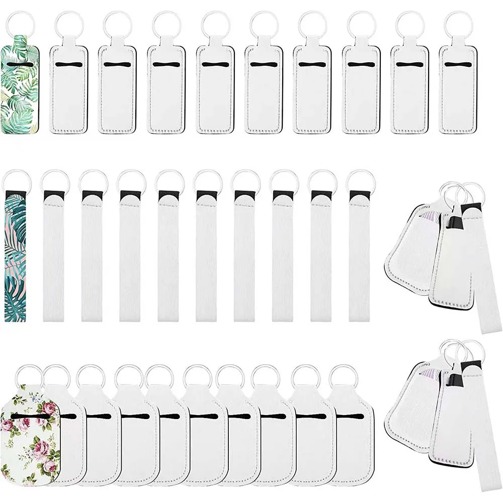 30pcs Sublimation Lipstick Holder Blanks Wristlet Keychain Lanyard